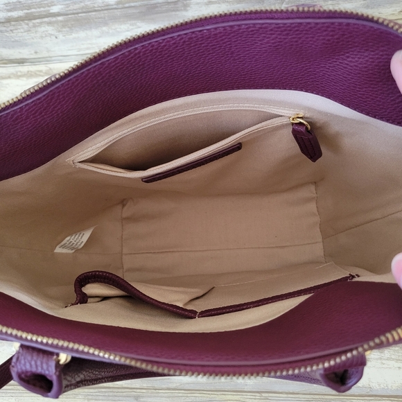 Danielle Nicole Regina Leather Crossbody Tote Handles Removable Strap Purple - Picture 7 of 12